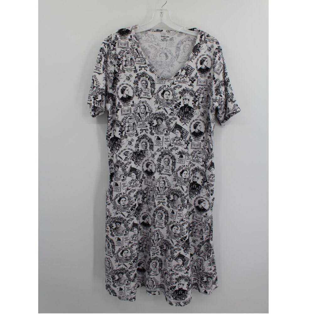 Svaha Historical Women Rights Dress 2X Short Sleeve V-Neck Cotton Pockets